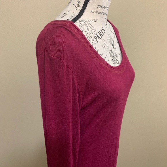 Kate Park Long Sleeve Maroon Petite Large Top - Picture 3 of 7